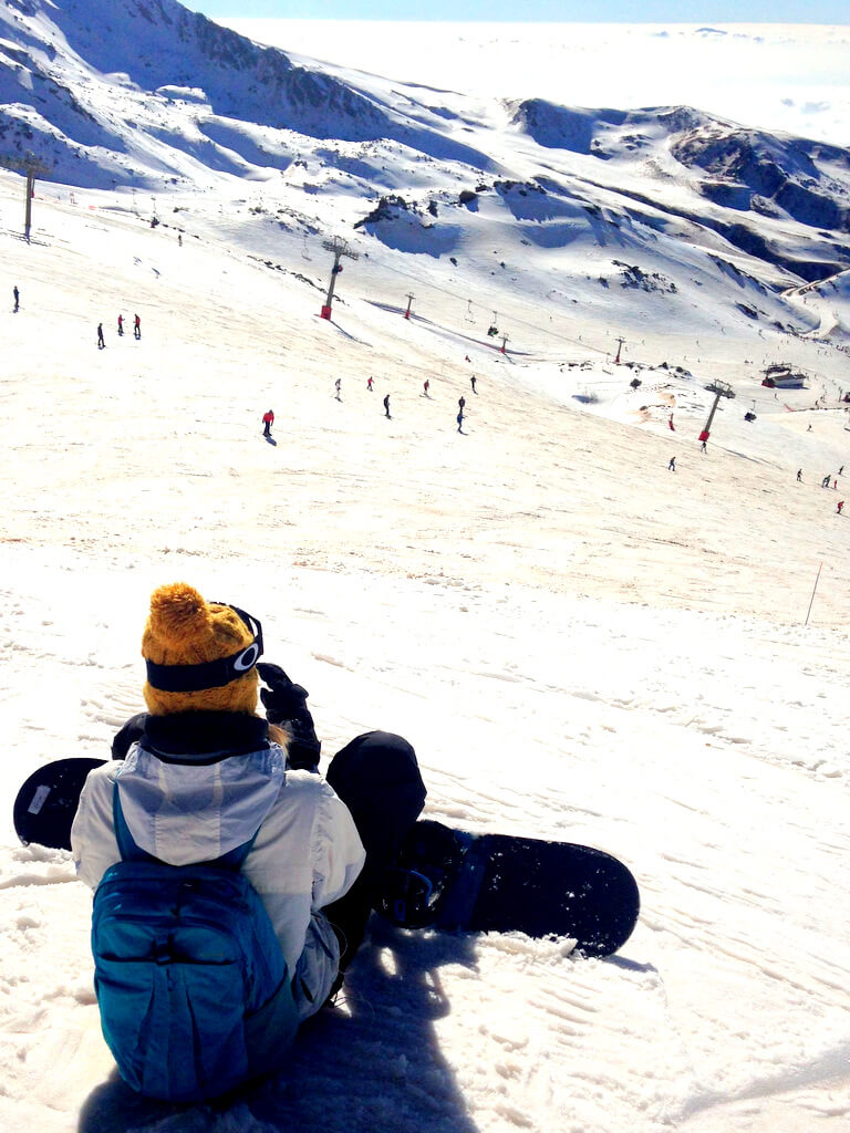 going skiing and snowboarding in the Sierra Nevada in spain