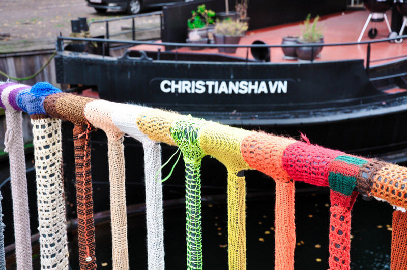 christianshavn in Copenhagen with knitting art