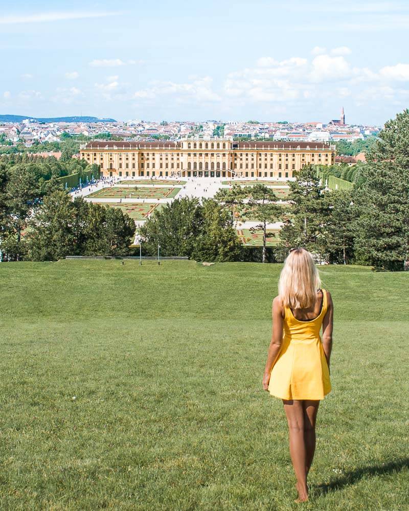 The stunning Schoenbrunn Palace with all its beauty in Vienna City in Austria. 