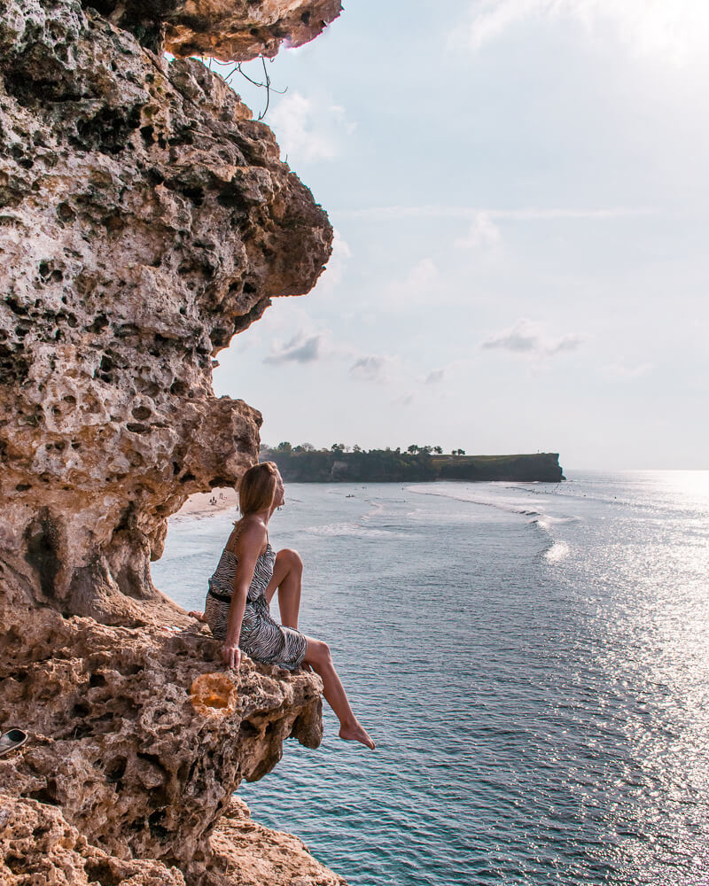 taking in the endless ocean view at one of the beautiful cliffs in uluwatu